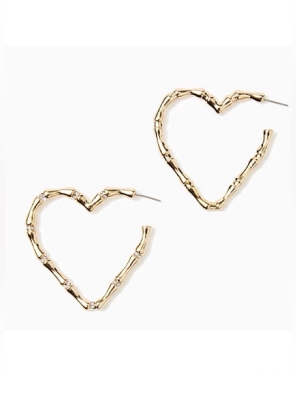 New Lilly Pulitzer Gold Bamboo Heart Hoops – Twilight Crystal Swizzle